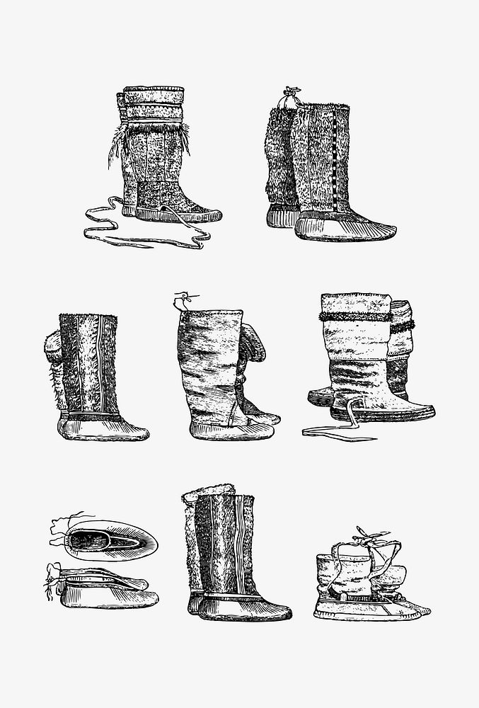Eskimo shoes and boots set illustration vector