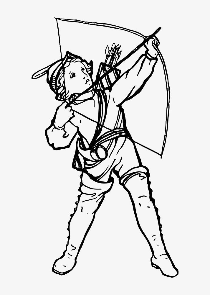Vintage Victorian style boy with arrow and bow engraving vector