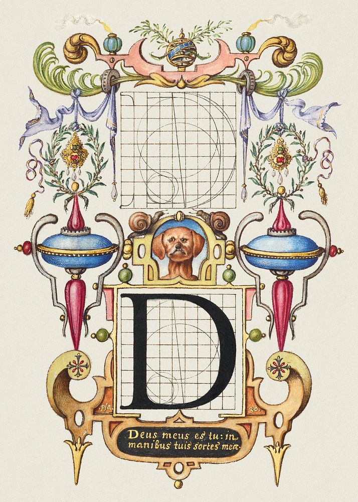 Guide for Constructing the Letter D from Mira Calligraphiae Monumenta or The Model Book of Calligraphy (1561&ndash;1596) by…