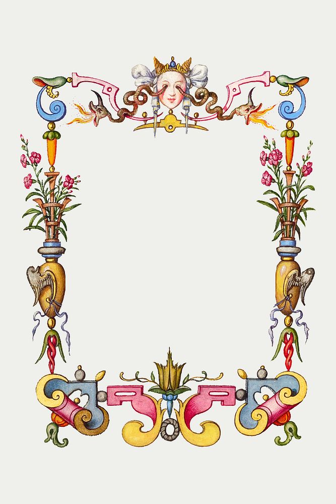 Medieval medusa frame vector colorful 