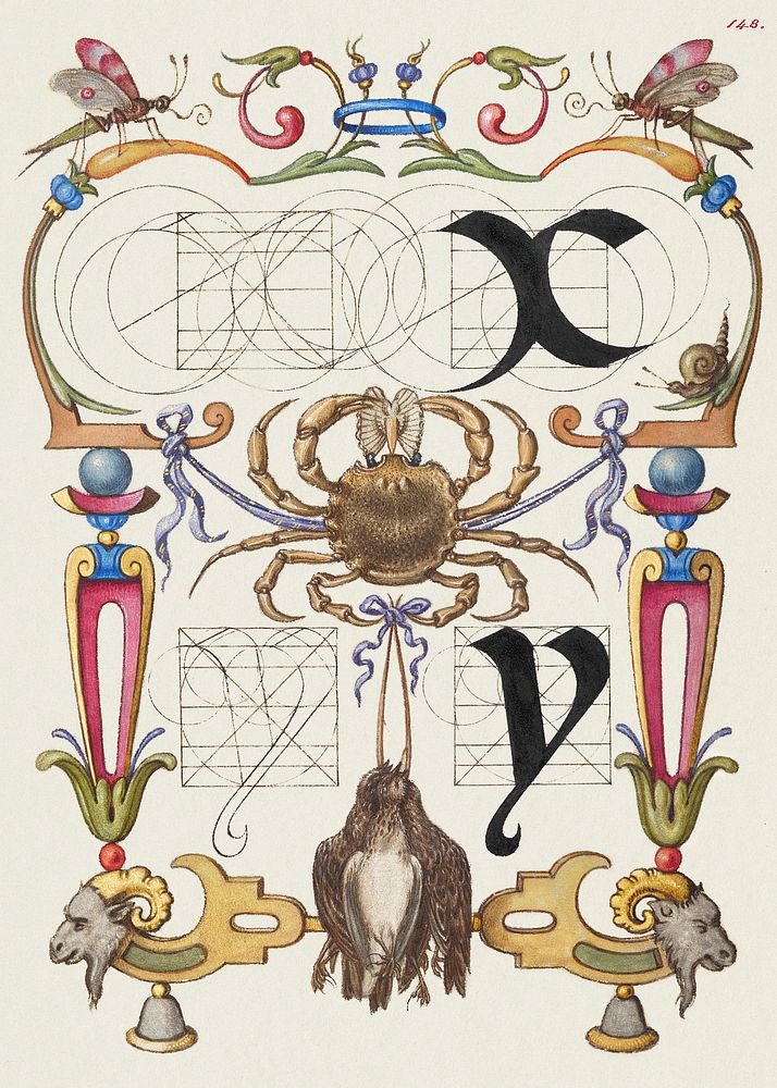 Guide for Constructing the Letters x and y from Mira Calligraphiae Monumenta or The Model Book of Calligraphy (1561–1596) by…