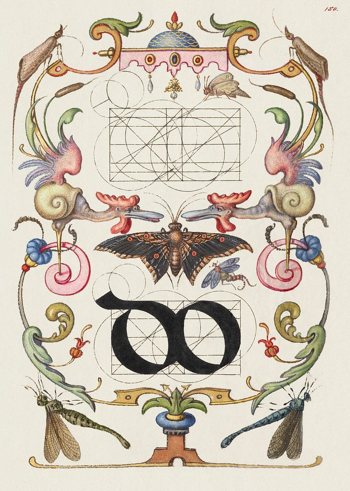 Guide for Constructing the Ligature do from Mira Calligraphiae Monumenta or The Model Book of Calligraphy (1561&ndash;1596)…