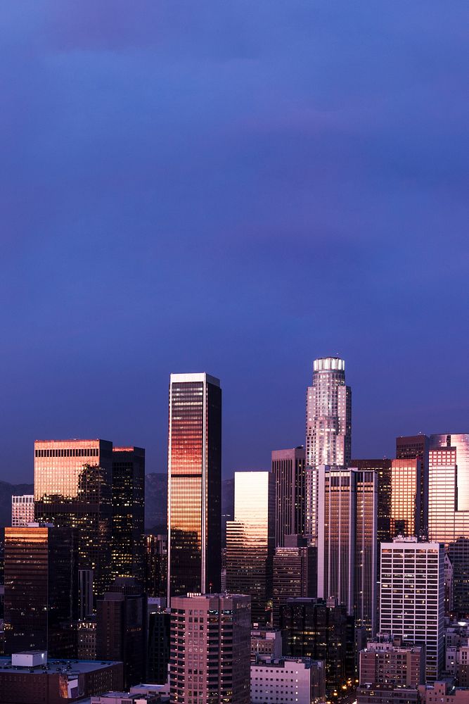Skyline view of Los Angeles, California. Original image from Carol M. Highsmith&rsquo;s America. Digitally enhanced by…