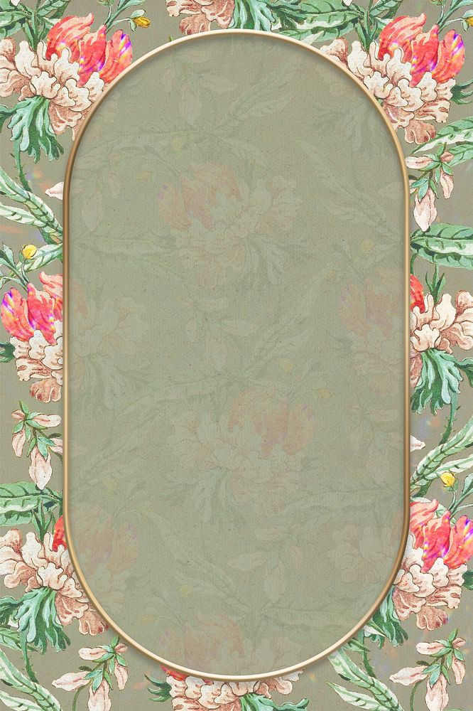 Vintage floral oval frame design element