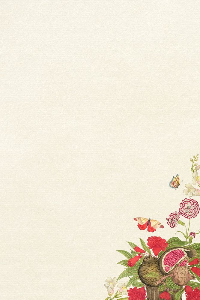 Vintage floral background, remixed from the 18th-century artworks from the Smithsonian archive.
