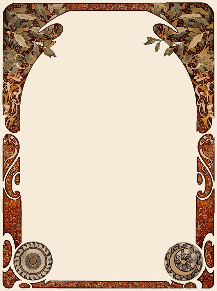 Art nouveau frame vector, remixed from the artworks of Alphonse Maria Mucha