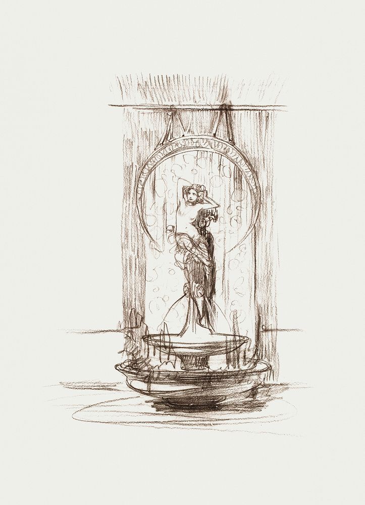 Decorative fountain project for the interior by Alphonse Maria Mucha (1869&ndash;1939). Original from The Public Institution…