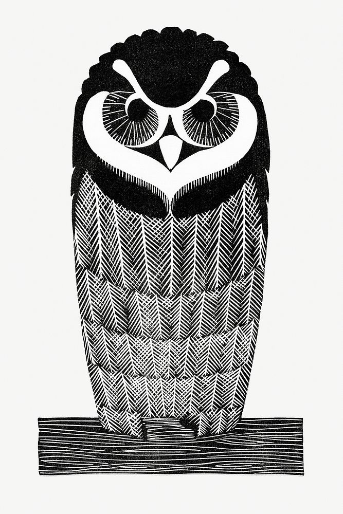 Vintage owl psd animal art print, remix from artworks by Samuel Jessurun de Mesquita