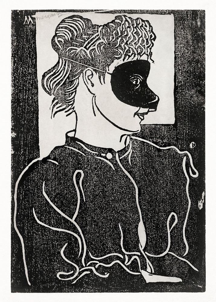 Masked woman (Gemaskerde vrouw) (c.1899) print in high resolution by Samuel Jessurun de Mesquita. Original from The…