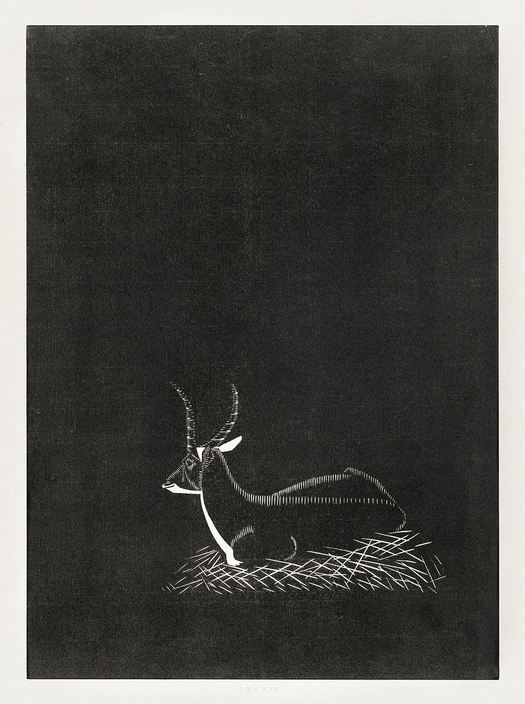 Waterbuck (Waterbok) (1921) print in high resolution by Samuel Jessurun de Mesquita. Original from The Rijksmuseum.…