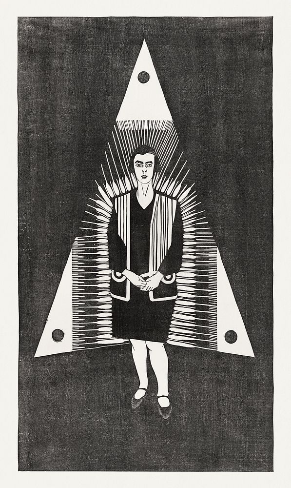 Young woman in triangle (Jonge vrouw voor driehoek) (1929) print in high resolution by Samuel Jessurun de Mesquita. Original…