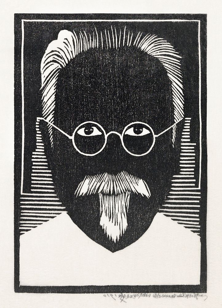 Self&ndash;portrait with glasses and goatee (Zelfportret met bril en sik) (1930) print in high resolution by Samuel Jessurun…
