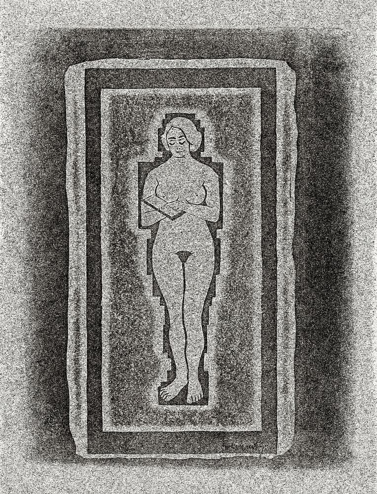 Nude with book or stone plate in hand (Naakt met boek of stenen plaat in de hand) (1924) print in high resolution by Samuel…