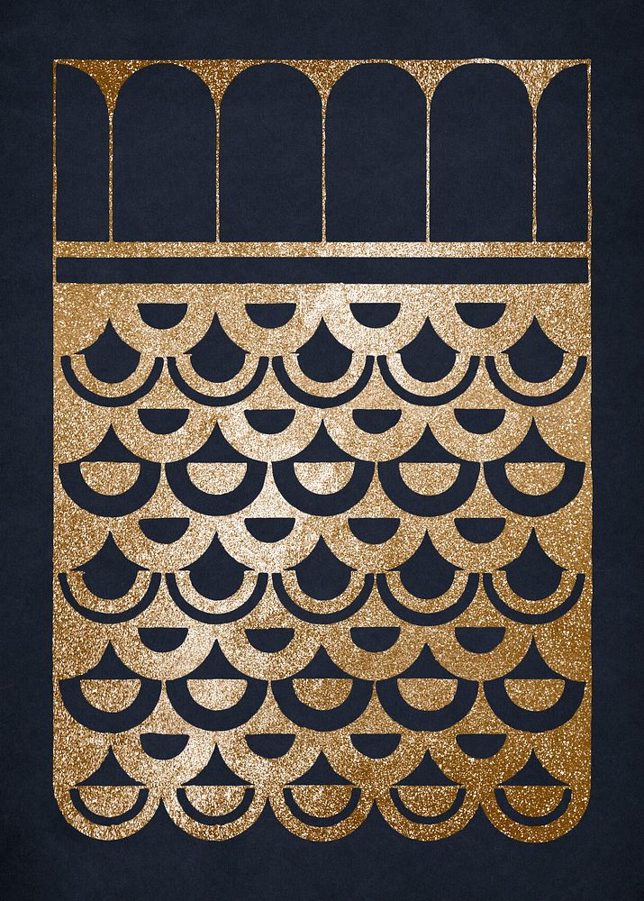 Vintage gold fish scales ornament psd art print, remix from artworks by Samuel Jessurun de Mesquita