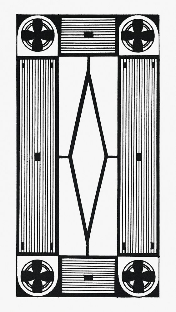 Vintage symmetric ornament art print, remix from artworks by Samuel Jessurun de Mesquita