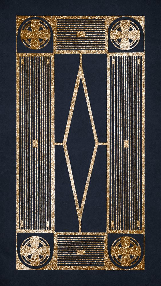 Vintage golden symmetric ornament art print, remix from artworks by Samuel Jessurun de Mesquita