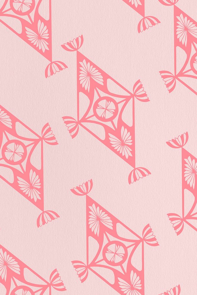 Vintage pink geometric gatsby pattern, remix from artworks by Samuel Jessurun de Mesquita