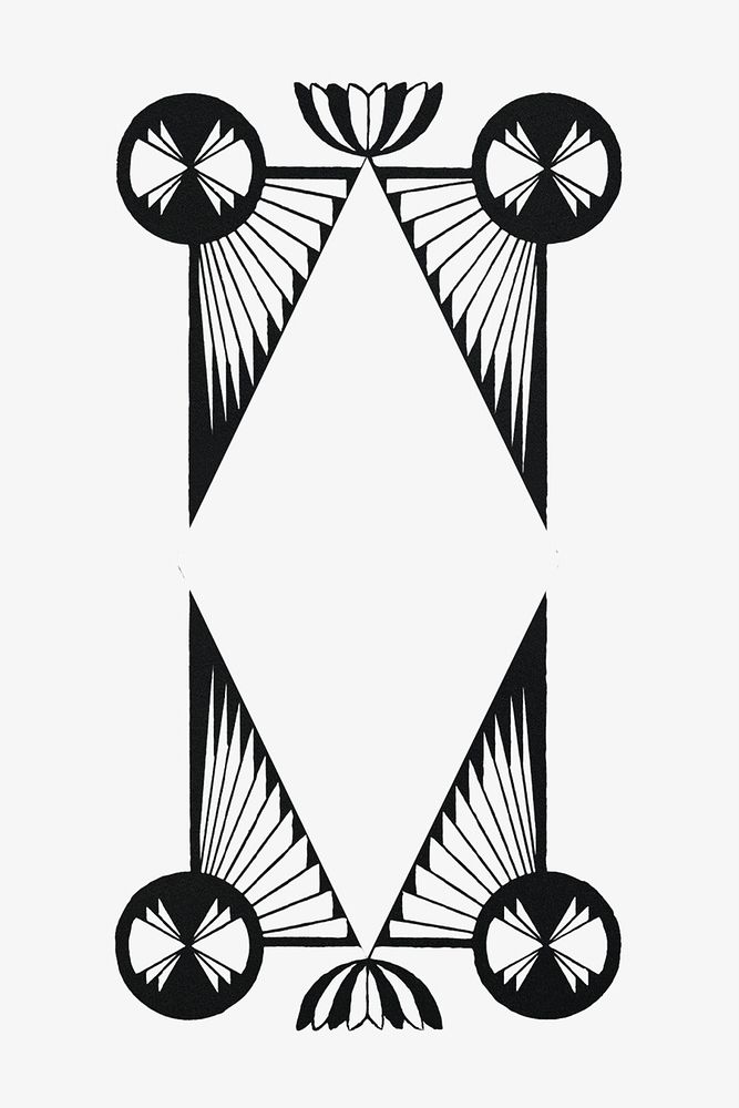Vintage black geometric art print, remix from artworks by Samuel Jessurun de Mesquita
