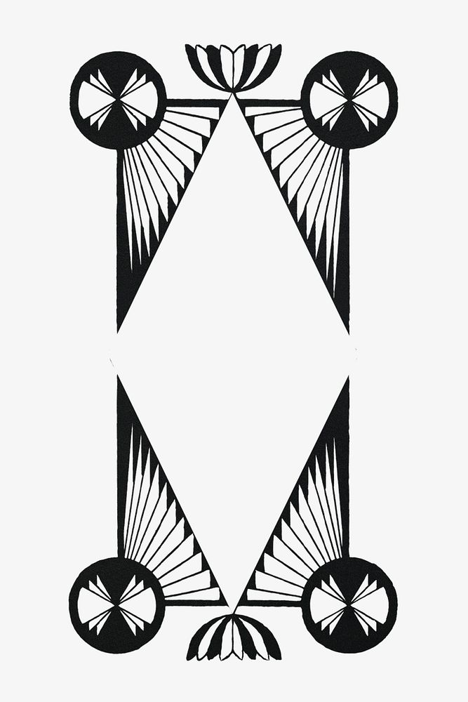 Vintage black geometric psd art print, remix from artworks by Samuel Jessurun de Mesquita