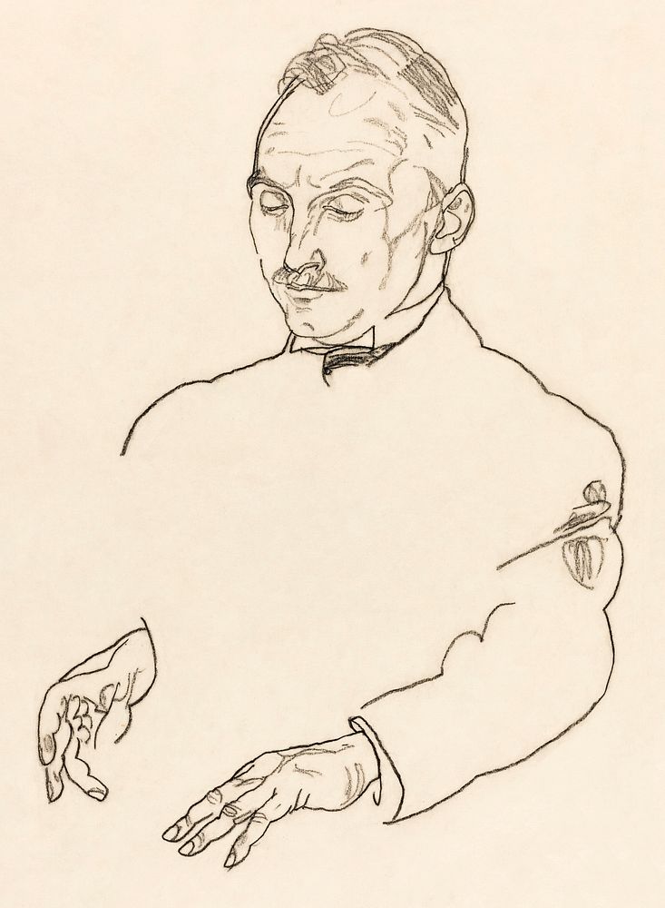 Dr. Koller (1918) by Egon Schiele. Original male line art drawing from The MET museum. Digitally enhanced by rawpixel.