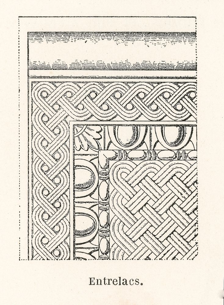 Interlaced pattern. Digitally enhanced from our own original 1888 edition from L'ornement Polychrome by Albert Racine…