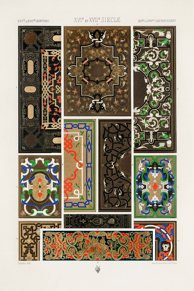 16th and 17th Century pattern. Digitally enhanced from our own original 1888 edition from L'ornement Polychrome by Albert…