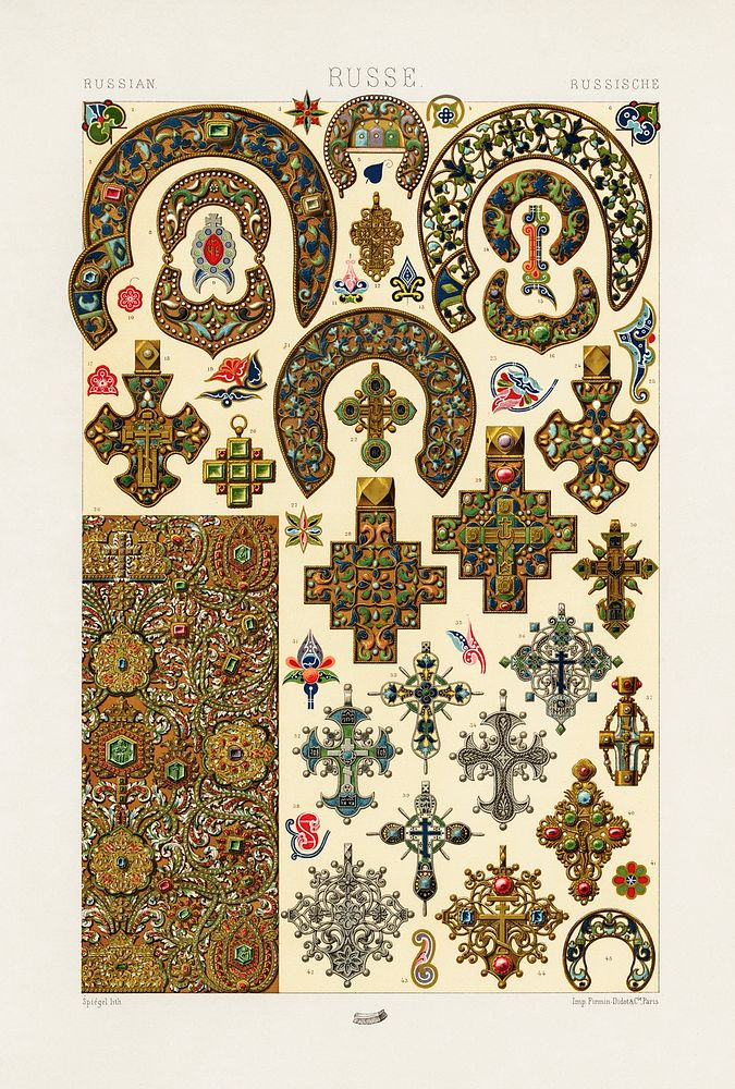 Russian pattern. Digitally enhanced from our own original 1888 edition from L'ornement Polychrome by Albert Racine…