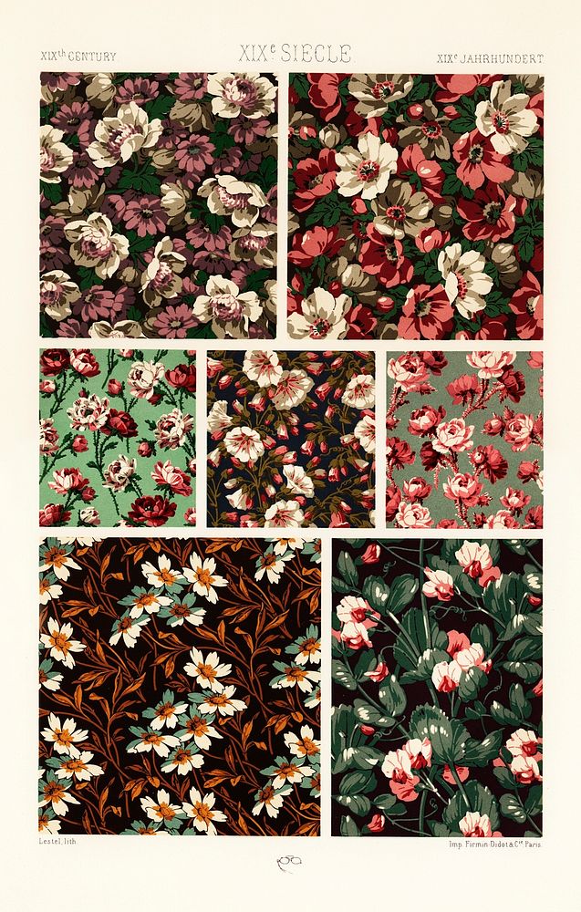 19th Century pattern. Digitally enhanced from our own original 1888 edition from L'ornement Polychrome by Albert Racine…