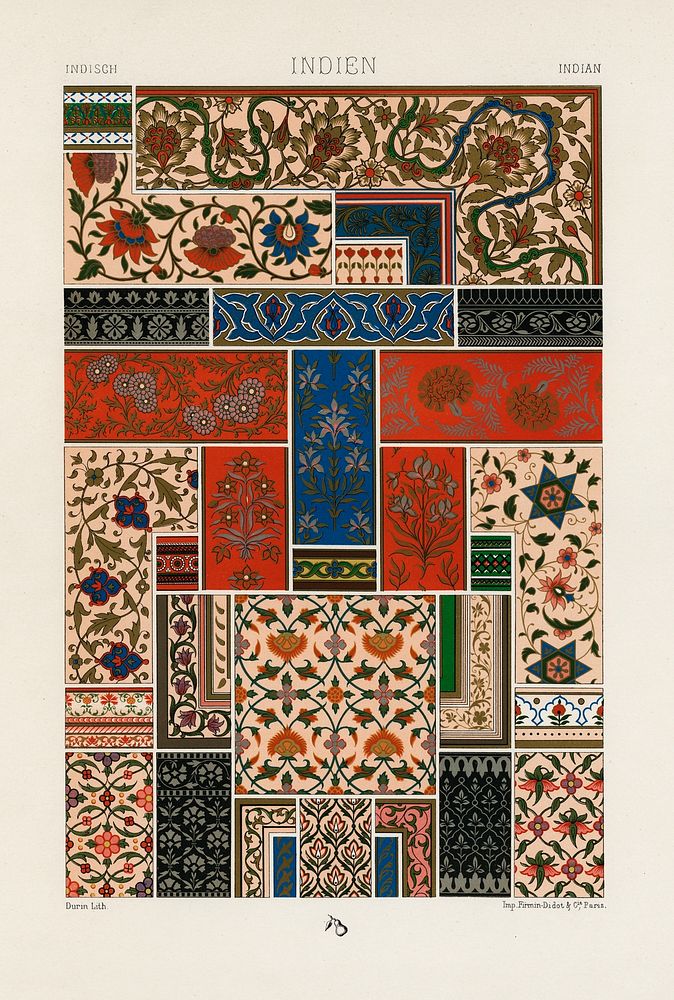 Indian pattern. Digitally enhanced from our own original 1888 edition from L'ornement Polychrome by Albert Racine…