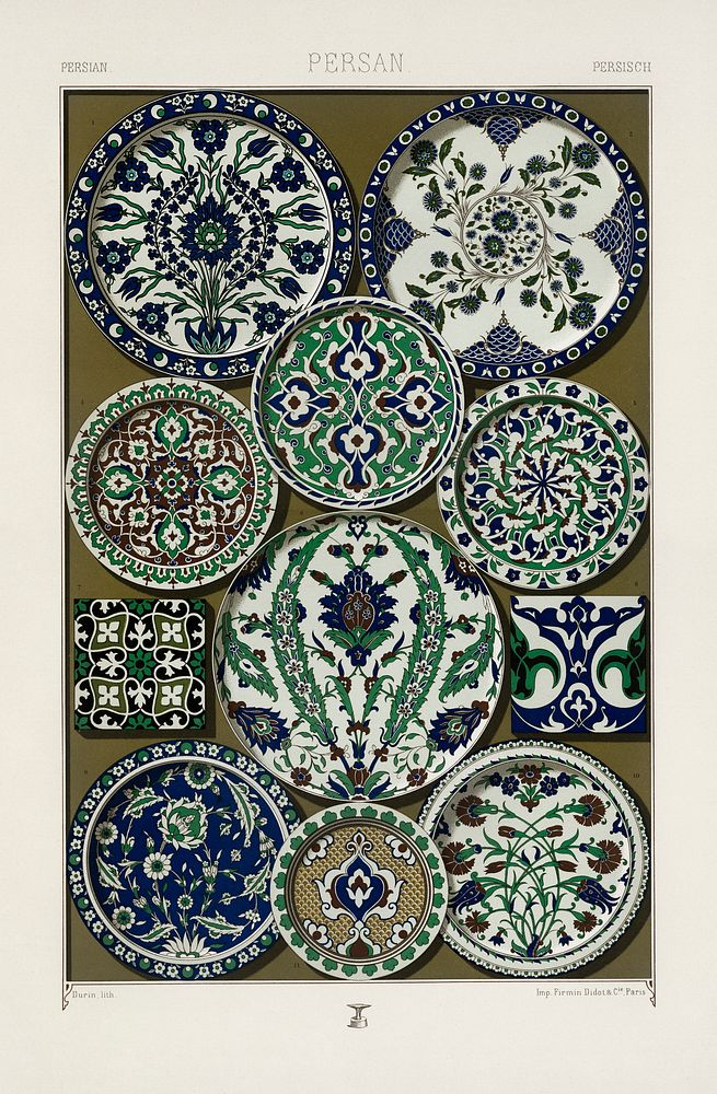 Persian pattern. Digitally enhanced from our own original 1888 edition from L'ornement Polychrome by Albert Racine…