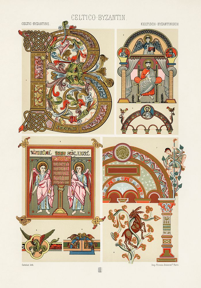 Celtic-Byzantine pattern. Digitally enhanced from our own original 1888 edition from L'ornement Polychrome by Albert Racine…