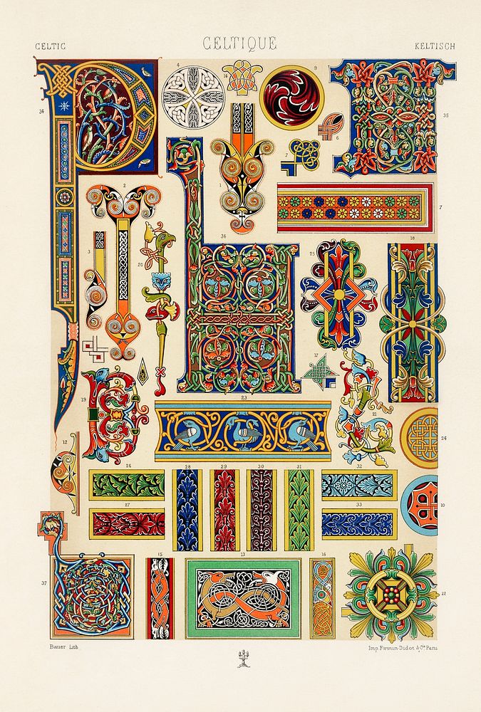 Celtic pattern. Digitally enhanced from our own original 1888 edition from L'ornement Polychrome by Albert Racine…