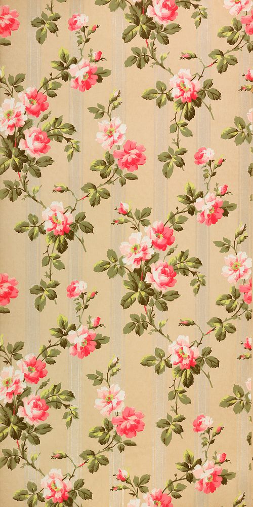 Vintage rose wallpaper (ca. 1905&ndash;1915) in high resolution. Original from The Smithsonian. Digitally enhanced by…