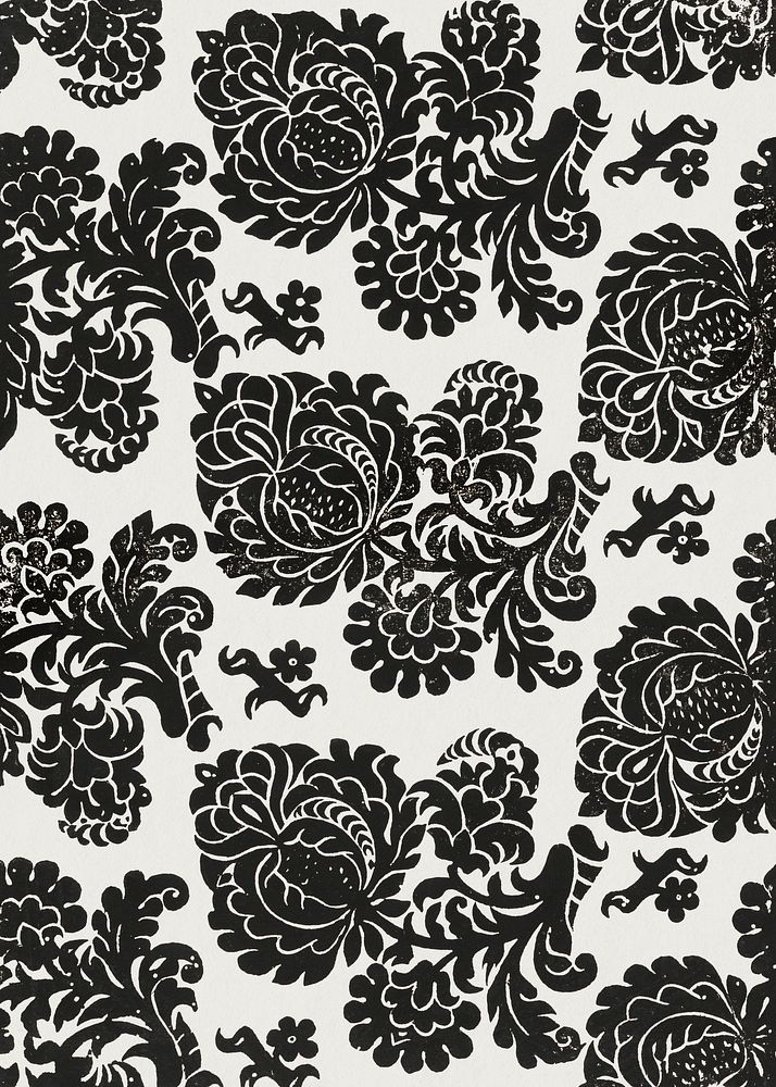 Floral pattern wallpaper (ca. 1700) in high resolution. Original from The Smithsonian. Digitally enhanced by rawpixel.