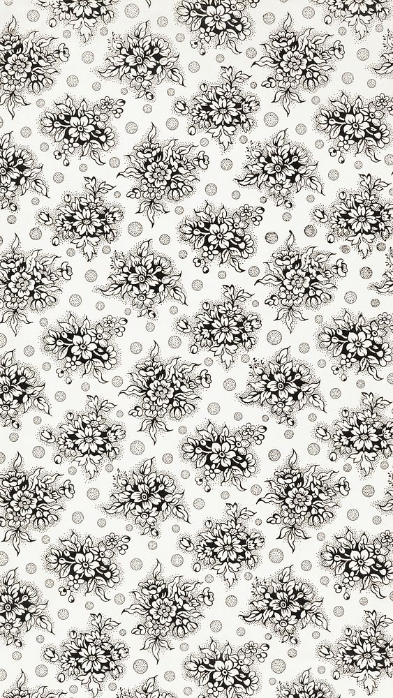 Floral pattern wallpaper (ca. 1825&ndash;1850) in high resolution. Original from The Smithsonian. Digitally enhanced by…