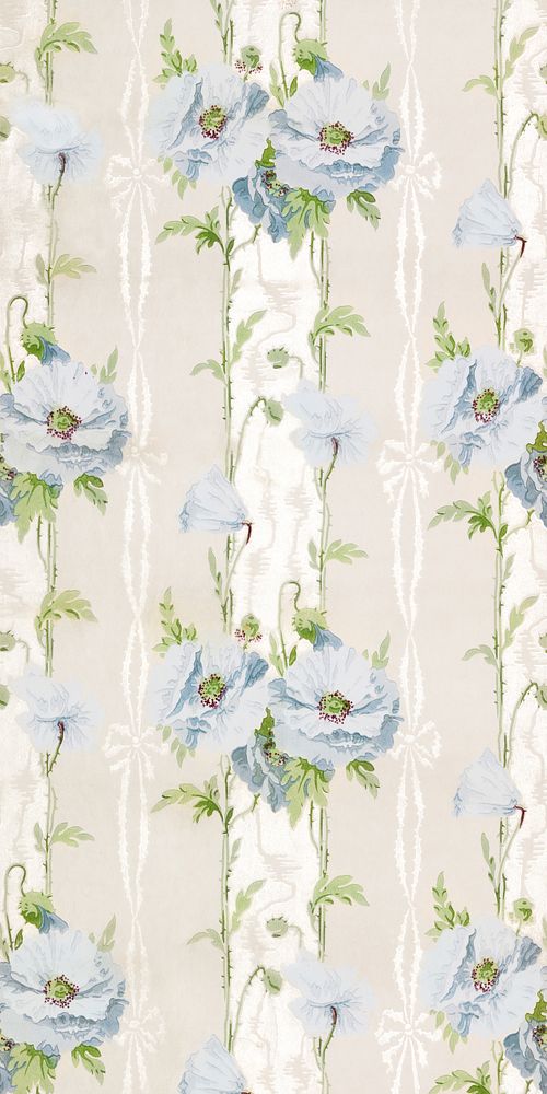 Blue poppies wallpaper (1860) in high resolution by Frederick Beck & Co. Original from The Smithsonian. Digitally enhanced…