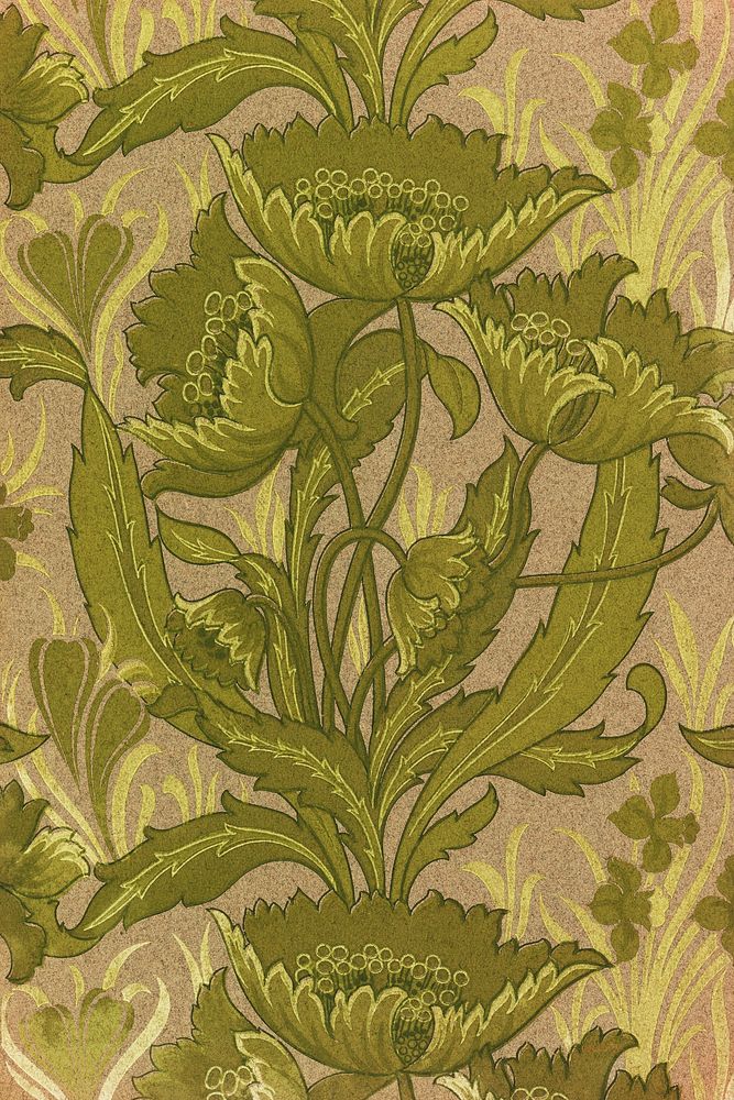 Vintage floral wallpaper (ca. 1907&ndash;1908) in high resolution. Original from The Smithsonian. Digitally enhanced by…