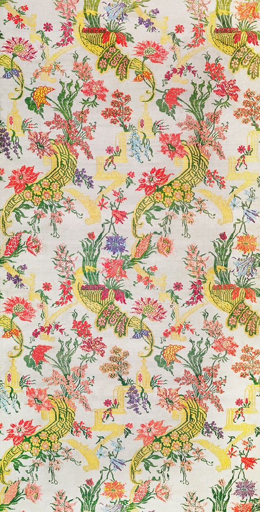 Vintage floral wallpaper from the late 17th&ndash;early 18th century in high resolution. Original from The Smithsonian.…