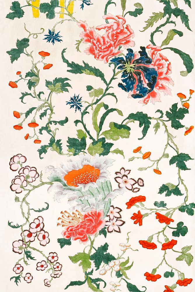 Chinese floral pattern in high resolution from the mid&ndash;18th century. Original from the Los Angeles County Museum of…