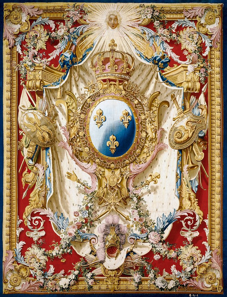 Tapestry: Porti&egrave;re aux Armes de France in high resolution by Etienne-Claude Le Blond (1700-1751). Original from Getty…