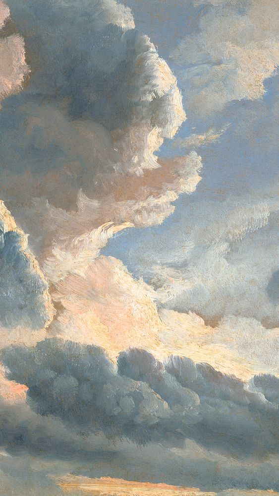 Watercolor sky phone wallpaper, beautiful cloud background