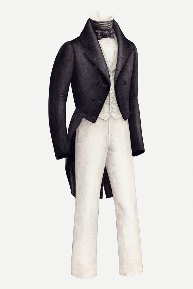 Gentleman's tuxedo psd design element, remixed from artworks by Henry De Wolfe