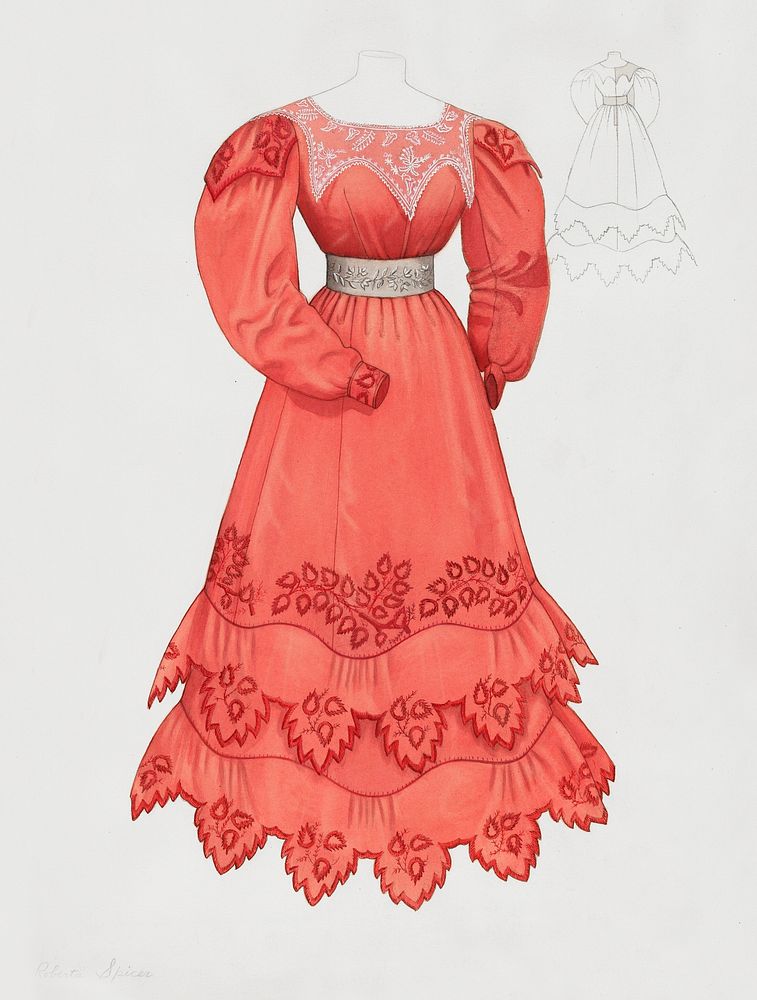 Dress (c. 1937) by Roberta Spicer. Original from The National Gallery of Art. Digitally enhanced by rawpixel.