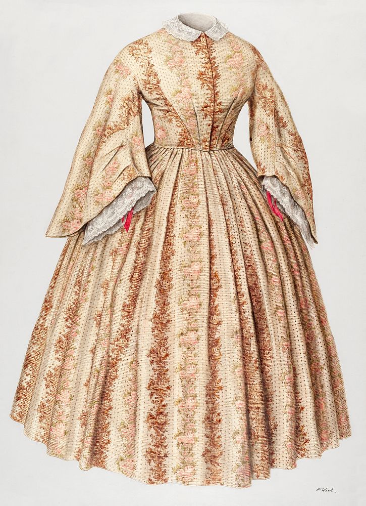 Dress (ca.1940) by Paul Ward. Original from The National Gallery of Art. Digitally enhanced by rawpixel.
