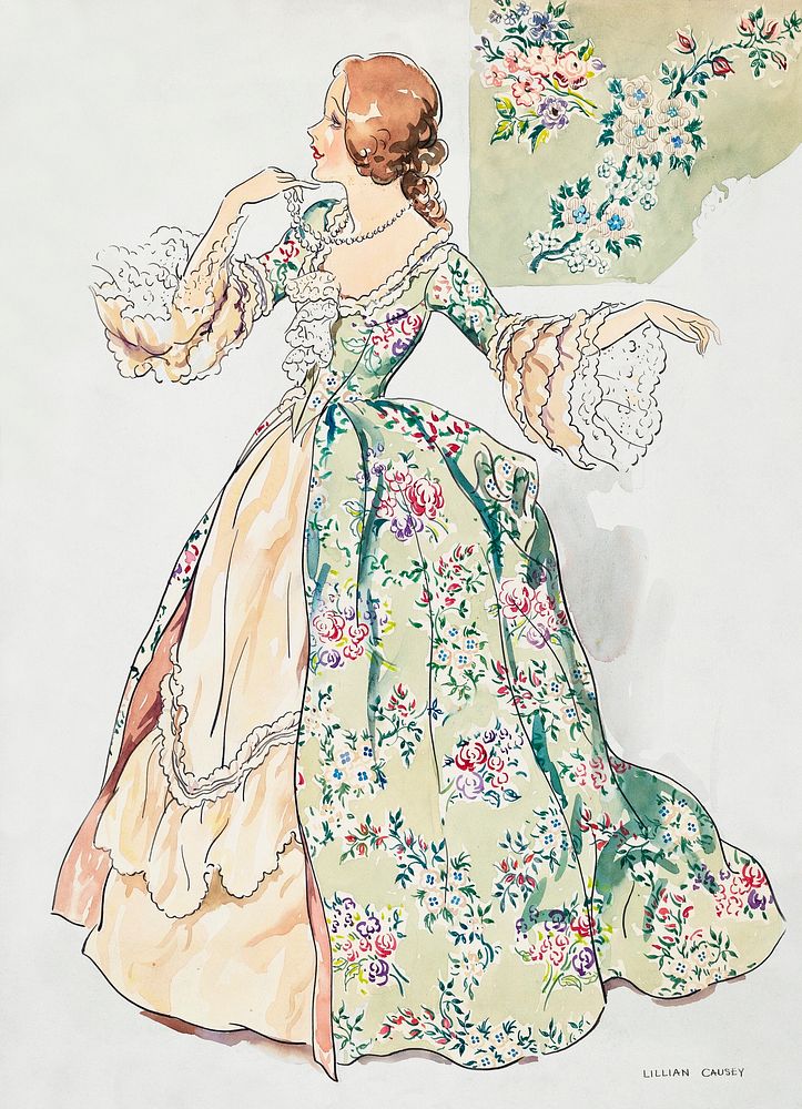 Lady's Costume (ca.1936) by Lillian Causey. Original from The National Gallery of Art. Digitally enhanced by rawpixel.