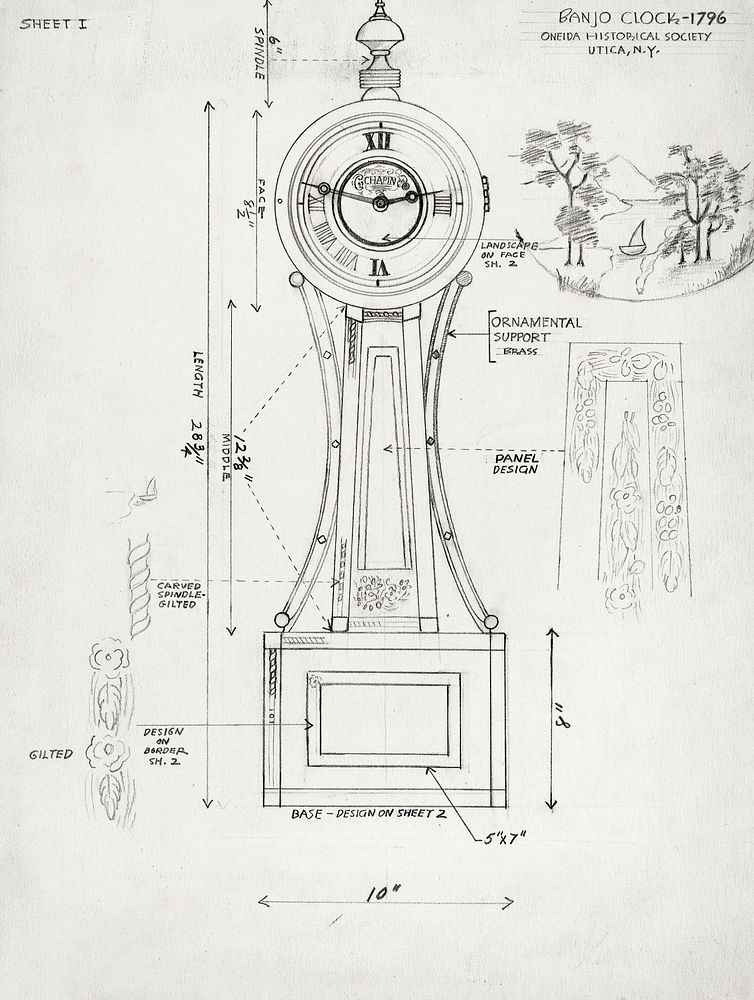 Banjo Clock (ca. 1935–1942). Original from The National Galley of Art. Digitally enhanced by rawpixel.