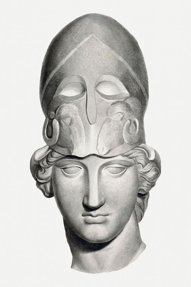 Head with a helmet psd vintage illustration, remixed from the artwork by John Flaxman