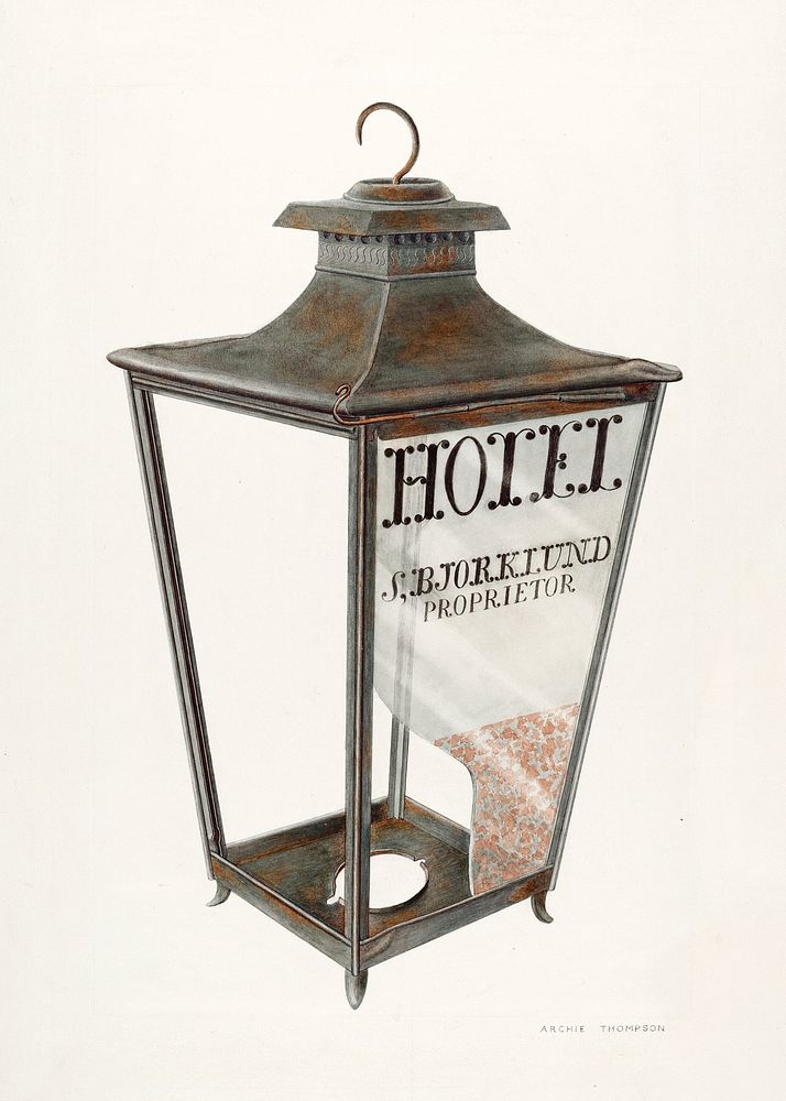 Bishop Hill: Hotel Lantern (ca. 1939) by Archie Thompson. Original from The National Gallery of Art. Digitally enhanced by…