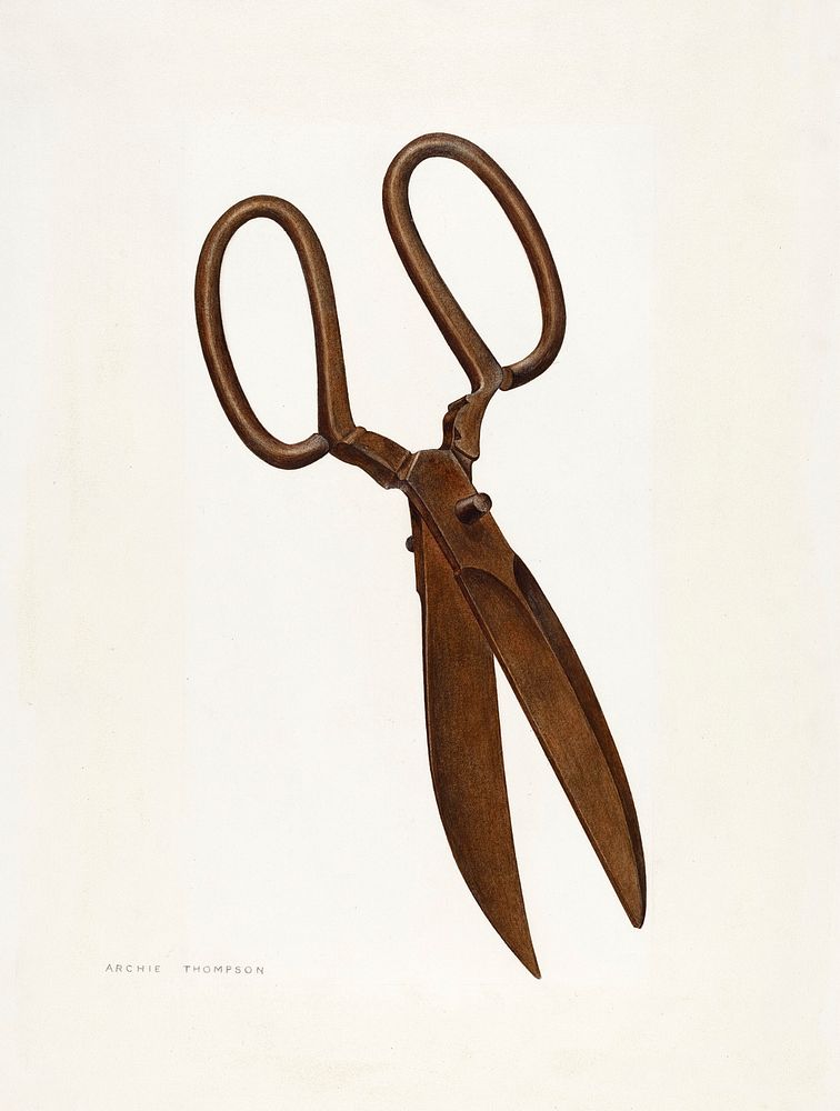 Bishop Hill: Scissors (ca. 1939) by Archie Thompson. Original from The National Gallery of Art. Digitally enhanced by…