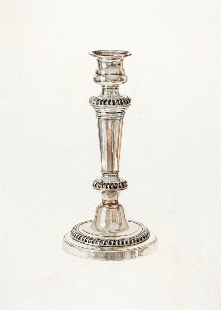 Silver Candlestick (1935&ndash;1942) by Frank M. Keane. Original from The National Gallery of Art. Digitally enhanced by…